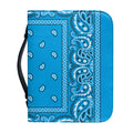 Light Blue Paisley Bandana Print Leather Bible Cover