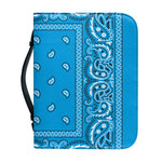 Light Blue Paisley Bandana Print Leather Bible Cover
