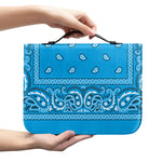 Light Blue Paisley Bandana Print Leather Bible Cover