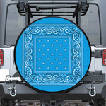 Light Blue Paisley Bandana Print Leather Spare Tire Cover