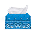 Light Blue Paisley Bandana Print Leather Tissue Box Cover