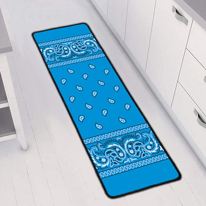 Light Blue Paisley Bandana Print Long Kitchen Mat