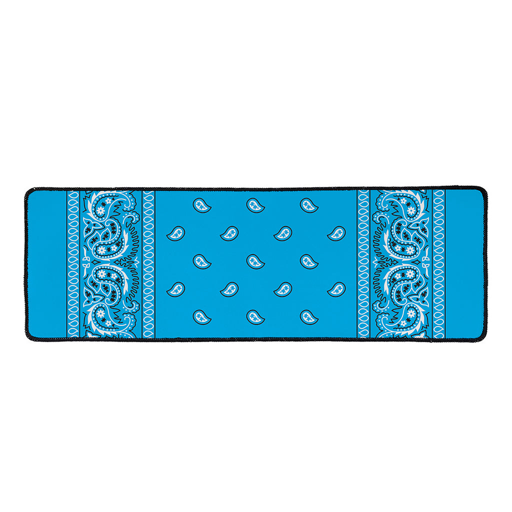 Light Blue Paisley Bandana Print Long Kitchen Mat