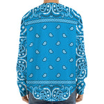 Light Blue Paisley Bandana Print Long Sleeve Baseball Jersey