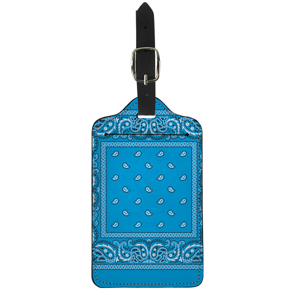 Light Blue Paisley Bandana Print Luggage Tag