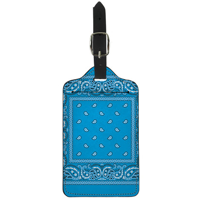 Light Blue Paisley Bandana Print Luggage Tag