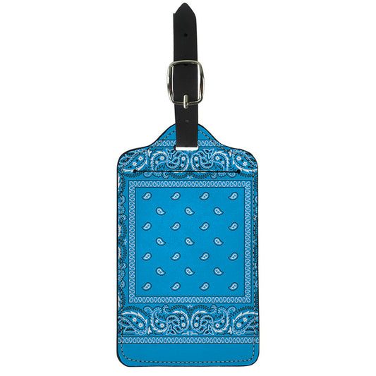 Light Blue Paisley Bandana Print Luggage Tag