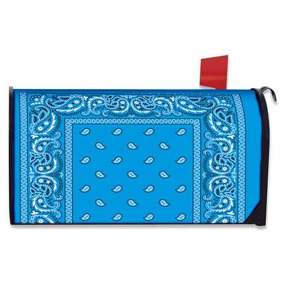 Light Blue Paisley Bandana Print Mailbox Cover
