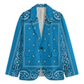 Light Blue Paisley Bandana Print Men's Blazer