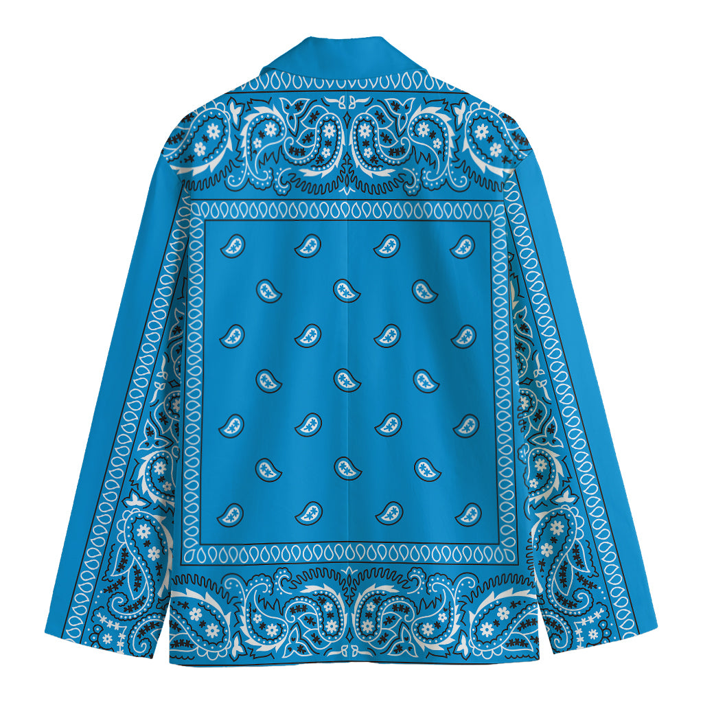 Light Blue Paisley Bandana Print Men's Blazer