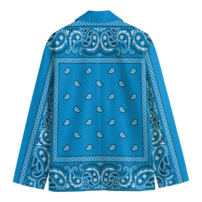 Light Blue Paisley Bandana Print Men's Blazer