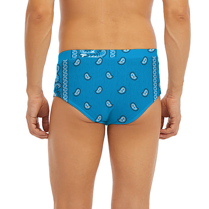 Light Blue Paisley Bandana Print Men's Briefs