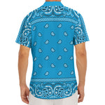 Light Blue Paisley Bandana Print Men's Deep V-Neck Shirt