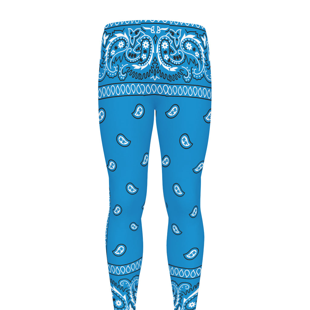 Light Blue Paisley Bandana Print Men's leggings