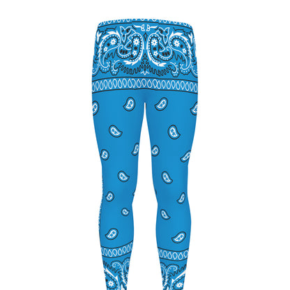 Light Blue Paisley Bandana Print Men's leggings