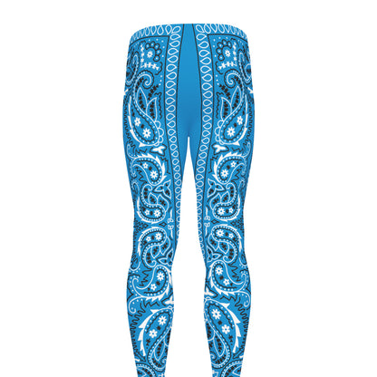 Light Blue Paisley Bandana Print Men's leggings