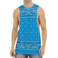Light Blue Paisley Bandana Print Men's Muscle Tank Top