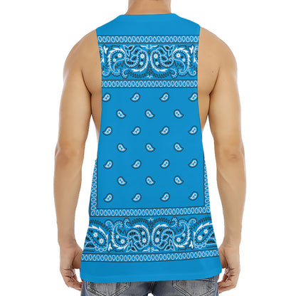 Light Blue Paisley Bandana Print Men's Muscle Tank Top