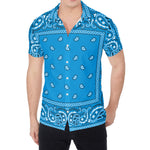 Light Blue Paisley Bandana Print Men's Shirt