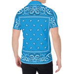 Light Blue Paisley Bandana Print Men's Shirt