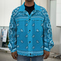 Light Blue Paisley Bandana Print Men's Shirt Jacket