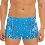 Light Blue Paisley Bandana Print Men's Short Boxer Briefs