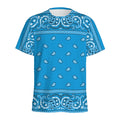 Light Blue Paisley Bandana Print Men's Athletic T-Shirt