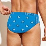 Light Blue Paisley Bandana Print Men's Swim Briefs