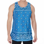 Light Blue Paisley Bandana Print Men's Velvet Tank Top