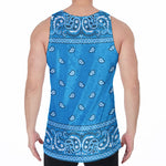 Light Blue Paisley Bandana Print Men's Velvet Tank Top