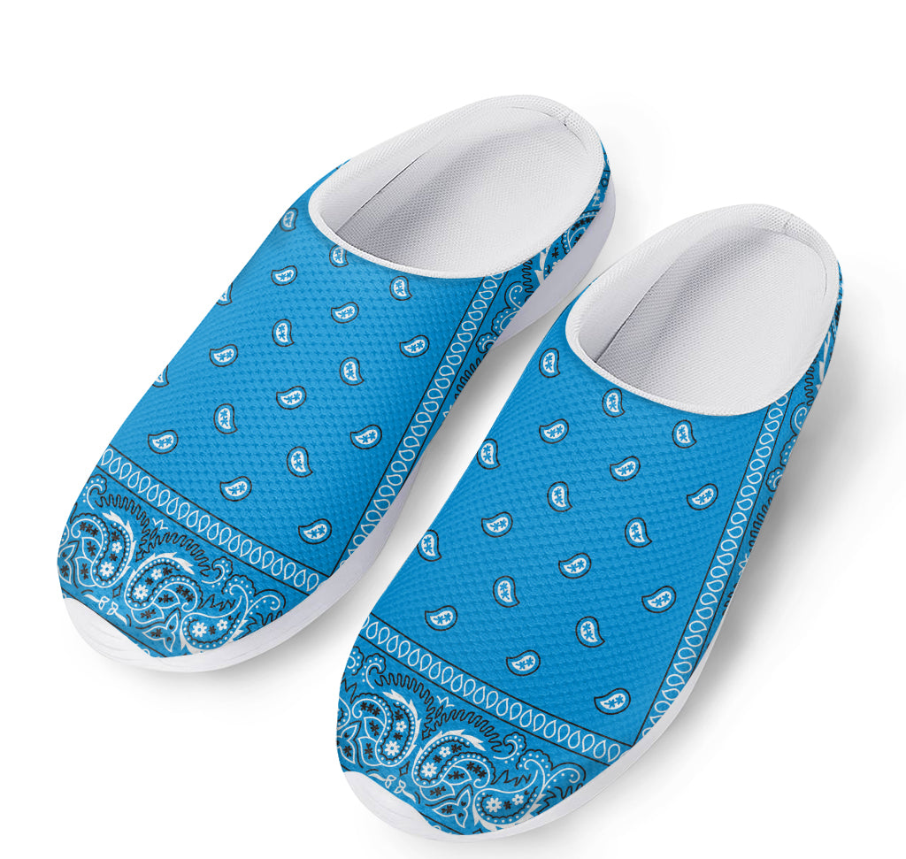 Light Blue Paisley Bandana Print Mesh Casual Shoes
