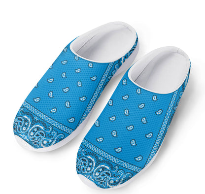 Light Blue Paisley Bandana Print Mesh Casual Shoes