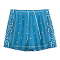 Light Blue Paisley Bandana Print Mesh Shorts