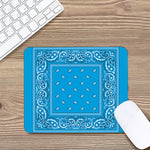 Light Blue Paisley Bandana Print Mouse Pad