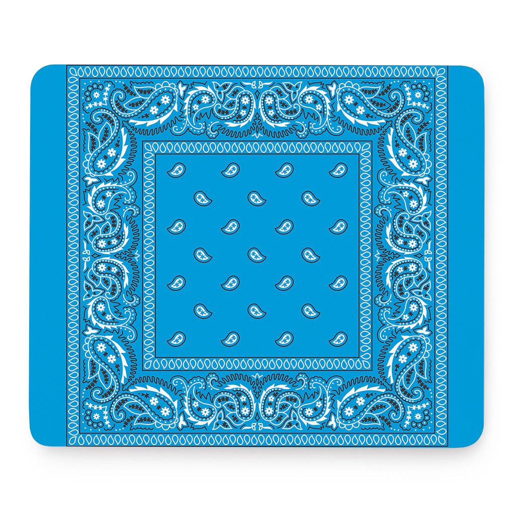 Light Blue Paisley Bandana Print Mouse Pad