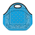 Light Blue Paisley Bandana Print Neoprene Lunch Bag