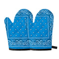 Light Blue Paisley Bandana Print Oven Mitts