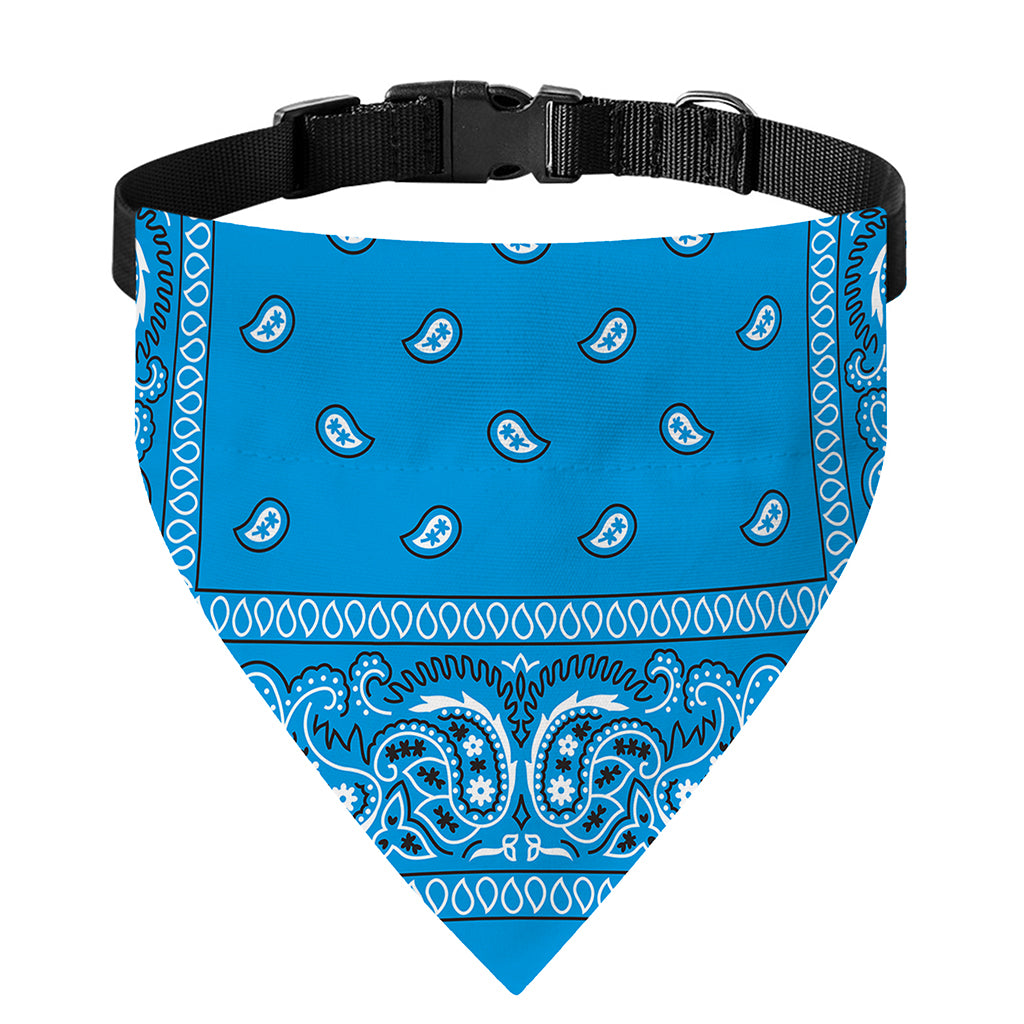 Light Blue Paisley Bandana Print Over The Collar Dog Bandana