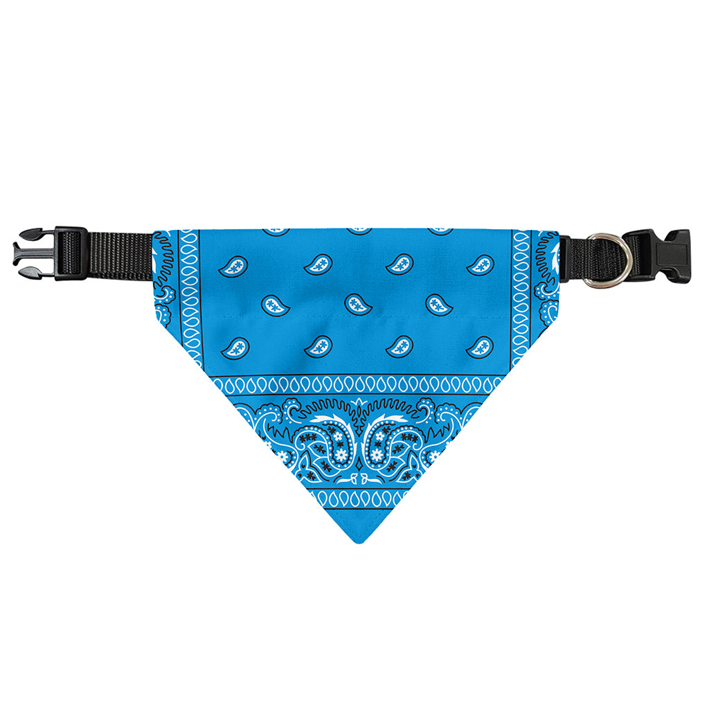 Light Blue Paisley Bandana Print Over The Collar Dog Bandana