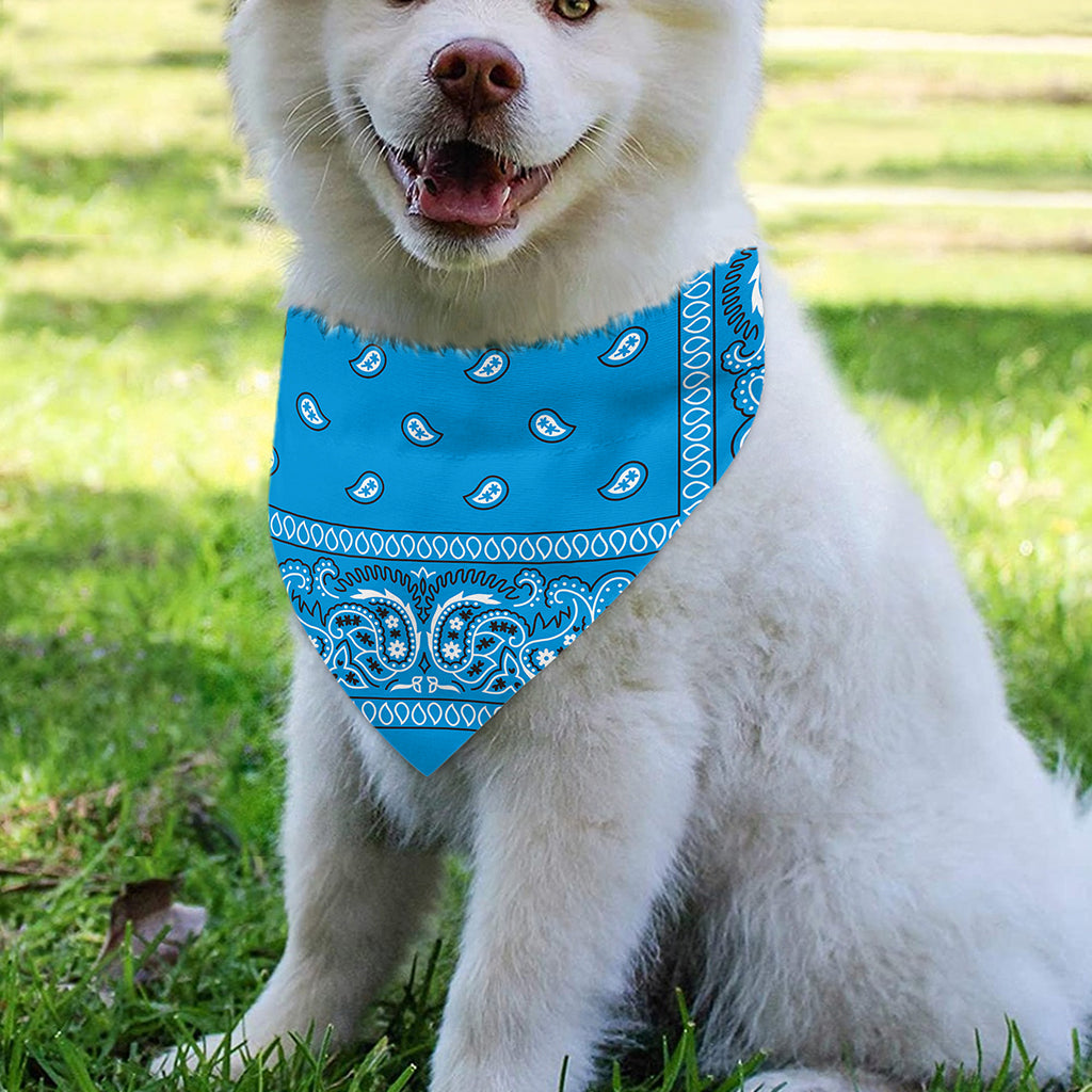 Light Blue Paisley Bandana Print Over The Collar Dog Bandana