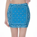 Light Blue Paisley Bandana Print Pencil Mini Skirt