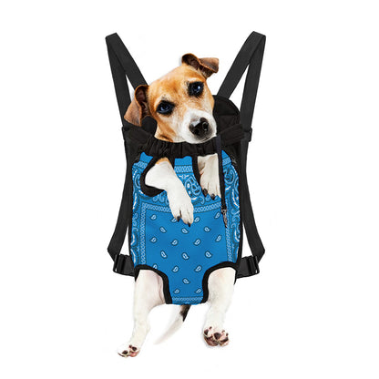 Light Blue Paisley Bandana Print Pet Carrier Backpack