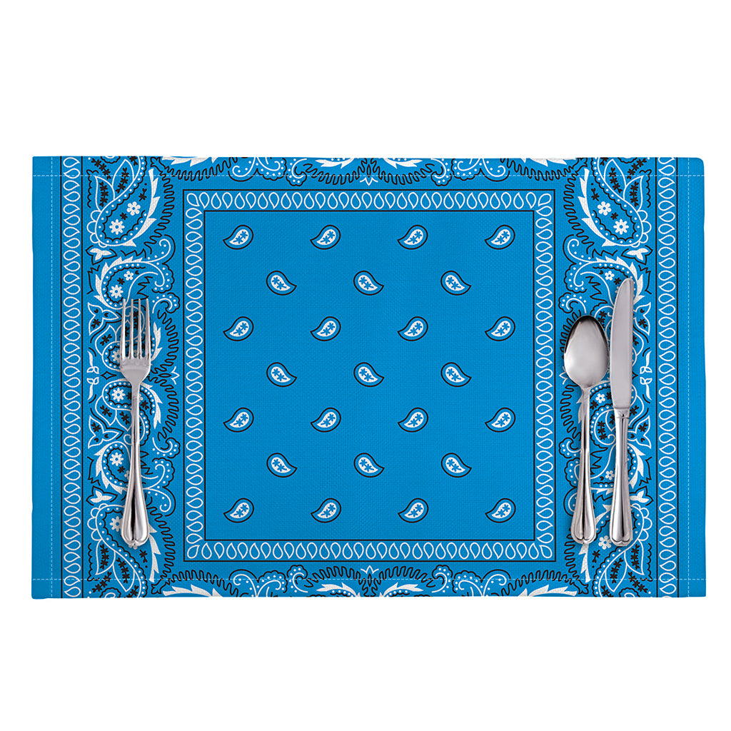 Light Blue Paisley Bandana Print Placemat