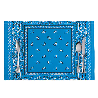 Light Blue Paisley Bandana Print Placemat