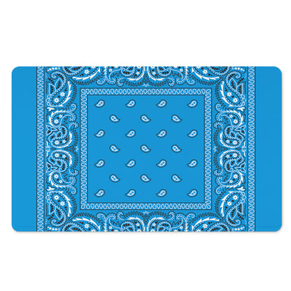 Light Blue Paisley Bandana Print Polyester Doormat
