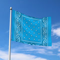 Light Blue Paisley Bandana Print Polyester Flag