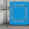 Light Blue Paisley Bandana Print Polyester Shower Curtain
