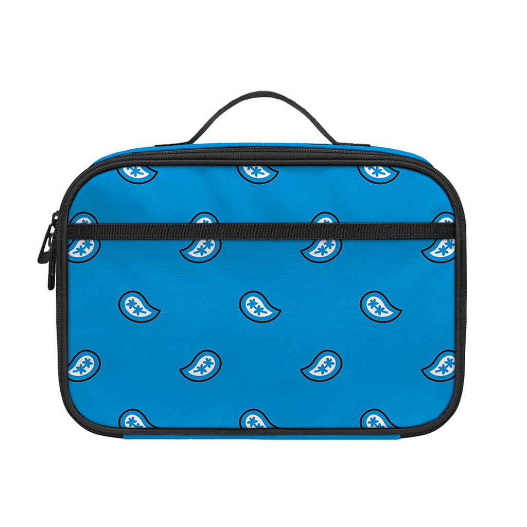 Light Blue Paisley Bandana Print Portable Lunch Bag