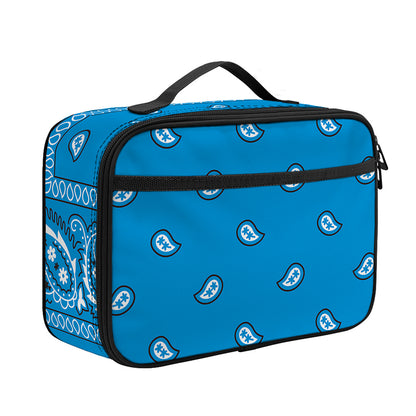 Light Blue Paisley Bandana Print Portable Lunch Bag