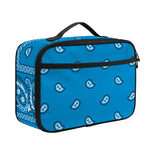 Light Blue Paisley Bandana Print Portable Lunch Bag